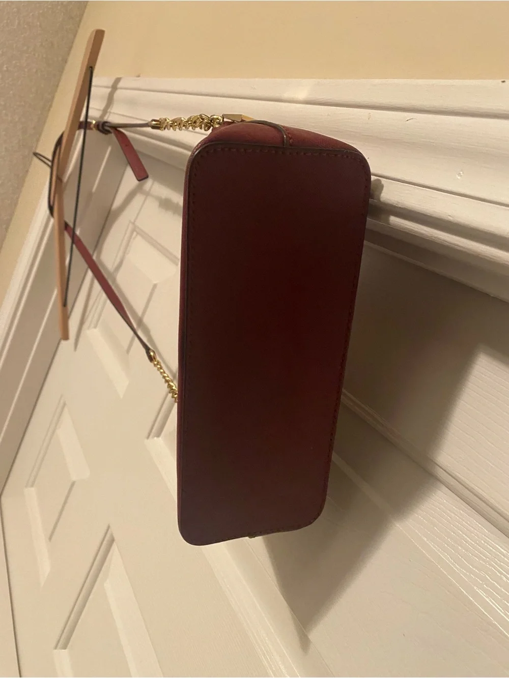Michael Kors Wine Red Crossbody with Gold Chain